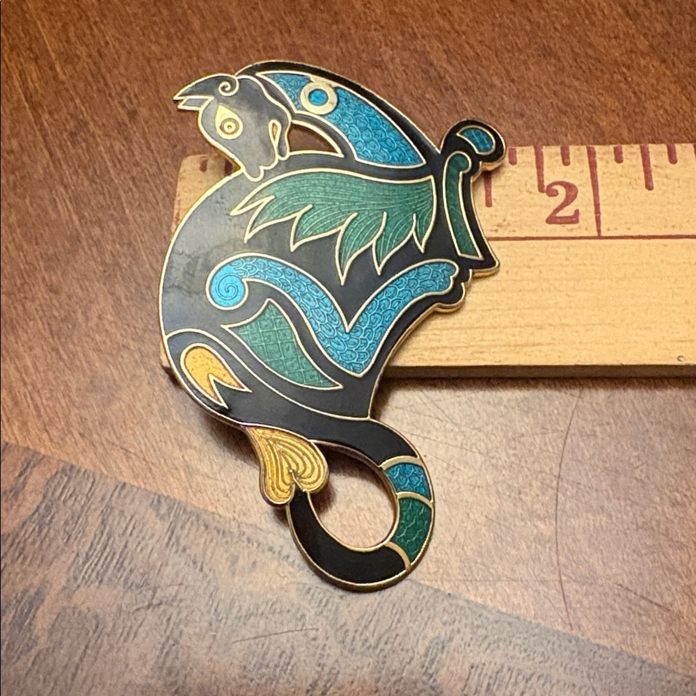 Roman Inc. Pin Enameled Mythical Whimsical Creature in Black / Teal / Green - Picture 5 of 5